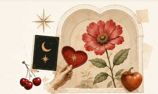 Quiz Hew heart, flower, and card collage